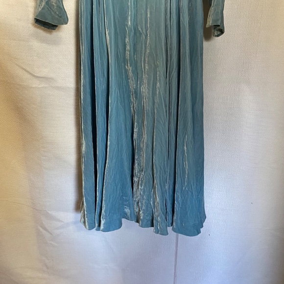 VINTAGE 1950s Light Blue Crushed Velvet Circle Skirt Dress Mrs. Maisel XS/S - Picture 6 of 15